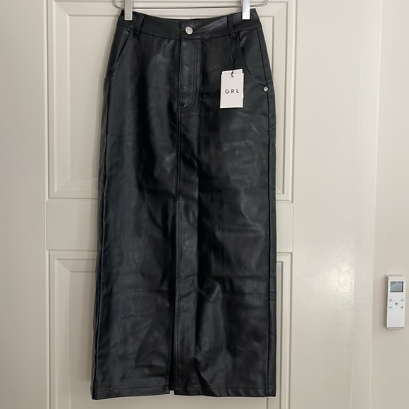 GRL Faux Leather Midi Pencil Skirt S - Picture 4 of 5